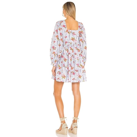 Love Shack Fancy Eaton Floral Puff Sleeve Mini Dress Lavender Moon Womens Size 2 - Picture 3 of 14